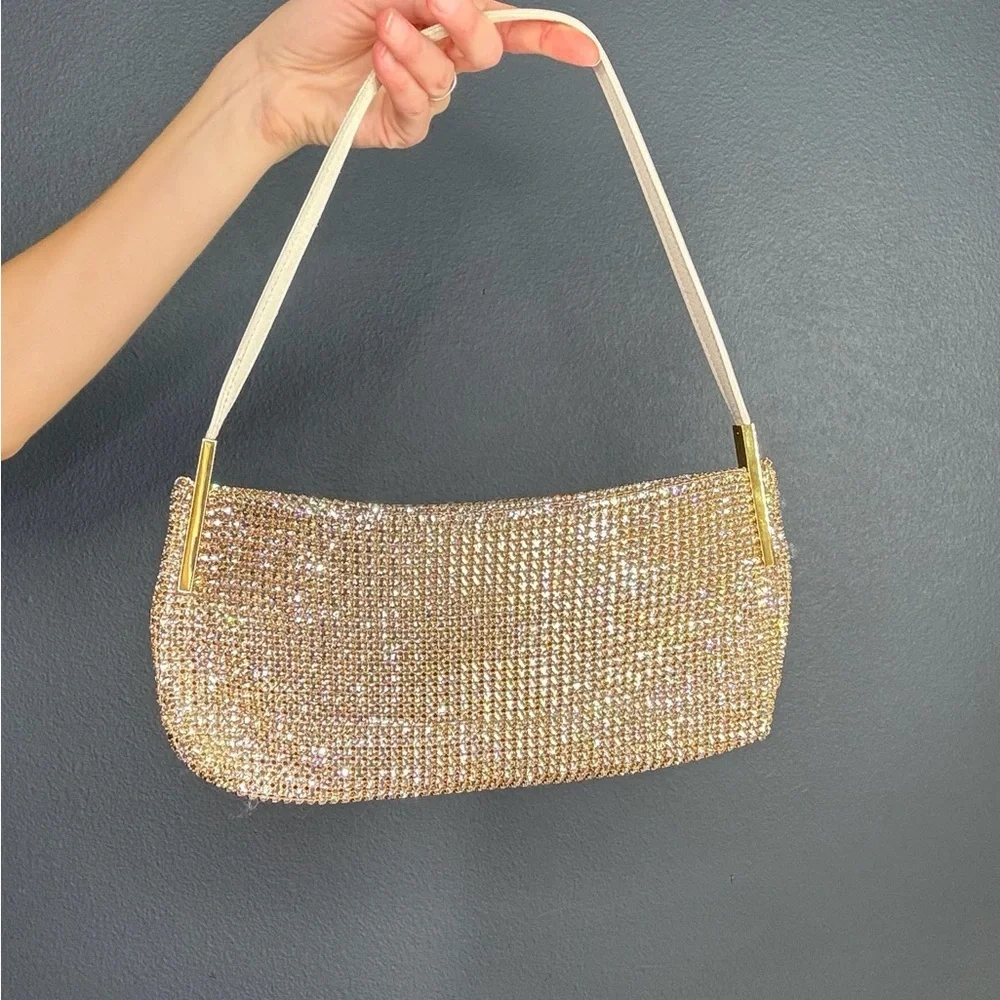 Saint Laurent Gold Crystal Shoulder Bag - Picture 1 of 3